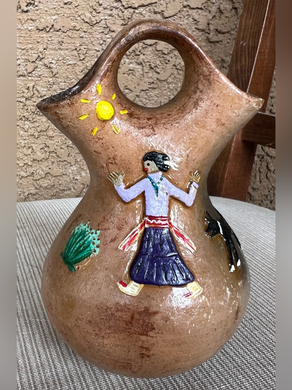 Elizabeth Manygoats Navajo Pottery Wedding Vase Signed 2009
